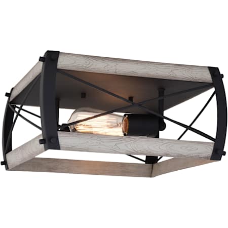Vaxcel Lighting Montclare 2 Light 14" Wide Flush Mount Ceiling Fixture Textured Black / White Ash