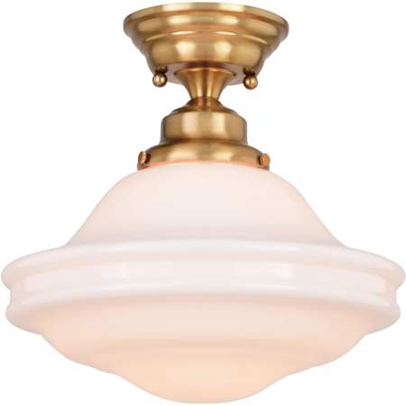 Vaxcel Lighting Huntley Single Light 12" Wide Semi-Flush Ceiling Fixture Natural Brass