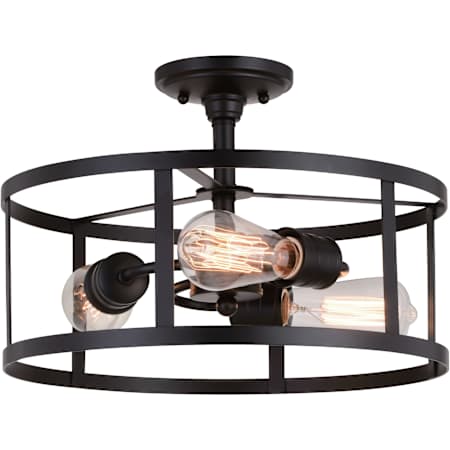 Vaxcel Lighting Akron 3 Light 15" Wide Semi-Flush Drum Ceiling Fixture Oil Rubbed Bronze