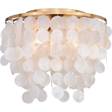Vaxcel Lighting Elsa 3 Light 16" Wide Flush Mount Capiz Shells Waterfall Ceiling Fixture Natural Brass