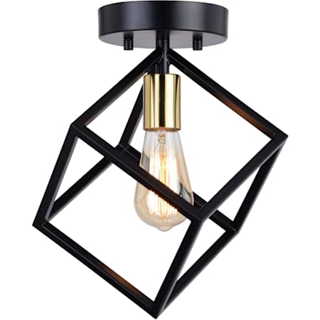Vaxcel Lighting Deering 10" Wide Semi-Flush Square Ceiling Fixture Matte Black / Satin Brass