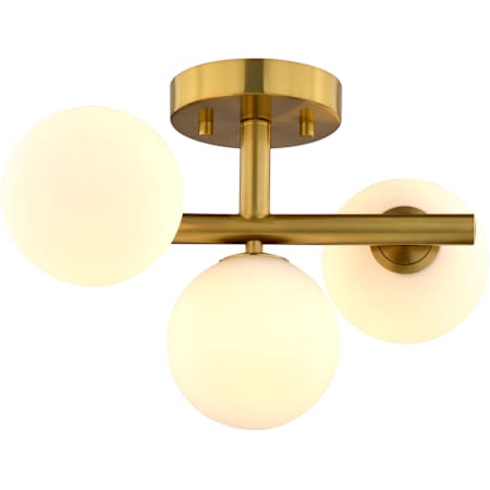 Vaxcel Lighting Graham 3 Light 13" Wide Semi-Flush Ceiling Fixture with Opal Glass Shades Harvest Gold