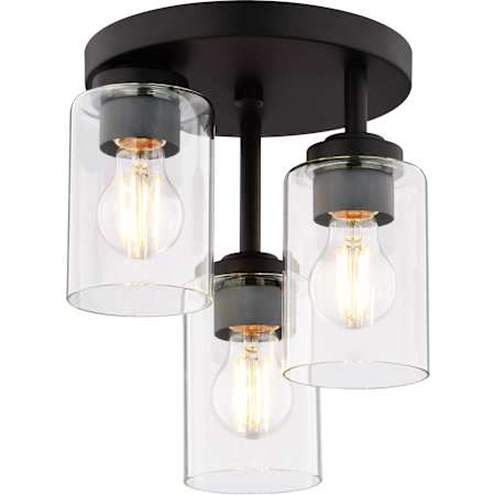Vaxcel Lighting Park Ridge 3 Light 11" Wide Semi-Flush Ceiling Fixture / Converts to Pendant Matte Black