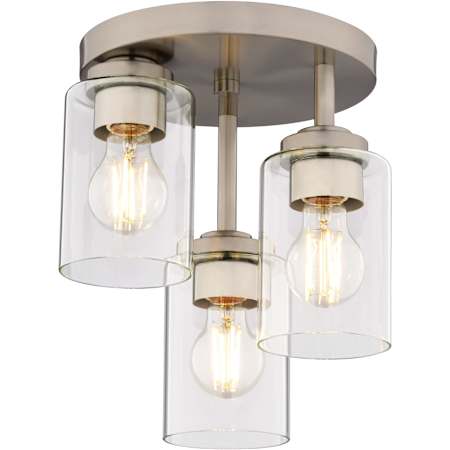 Vaxcel Lighting Park Ridge 3 Light 11" Wide Semi-Flush Ceiling Fixture / Converts to Pendant Satin Nickel