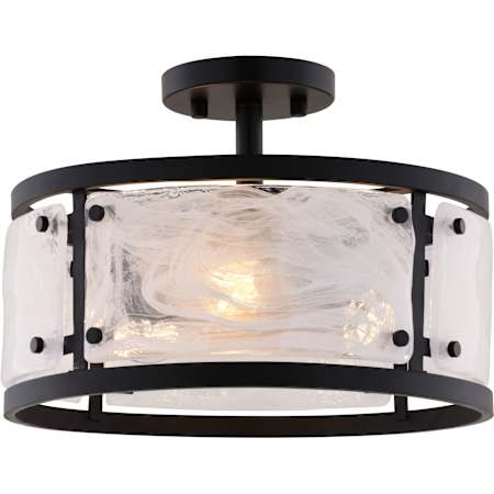 Vaxcel Lighting Wilder 3 Light 13" Wide Semi-Flush Drum Ceiling Fixture / Converts to Pendant Matte Black
