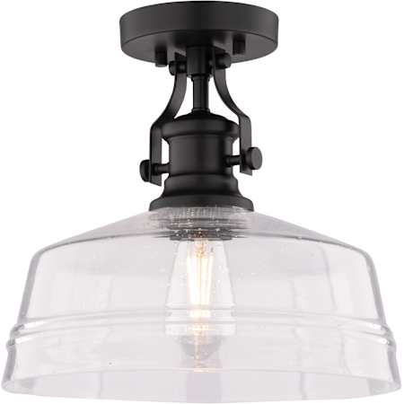 Vaxcel Lighting Beloit 12" Wide Semi-Flush Ceiling Fixture with Seedy Glass Shade Matte Black