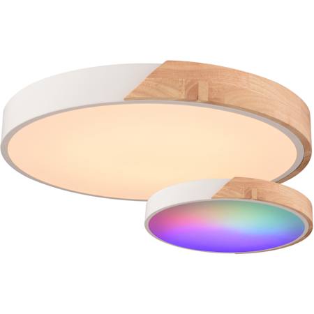 Vaxcel Lighting Everette 17" Wide LED Flush Mount Ceiling Fixture White / Wood