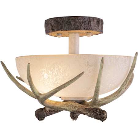Vaxcel Lighting Lodge 2 Light Semi-Flush Indoor Ceiling Fixture with Frosted Glass Shade - 12 Inches Wide Noachian Stone