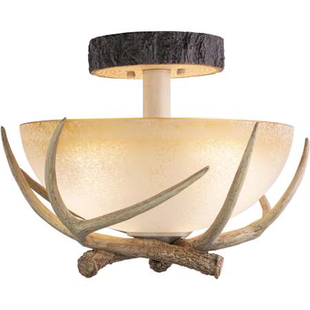 Vaxcel Lighting Lodge 3 Light Semi-Flush Indoor Ceiling Fixture with Frosted Glass Shade - 16 Inches Wide Noachian Stone