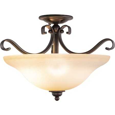 Vaxcel Lighting Monrovia 3 Light Semi-Flush Indoor Ceiling Fixture with Frosted Glass Shade - 17 Inches Wide Royal Bronze