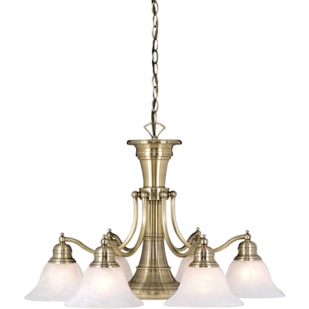 Vaxcel Lighting Standford 7 Light Single Tier Chandelier with Frosted Glass Shades - 26 Inches Wide Antique Brass