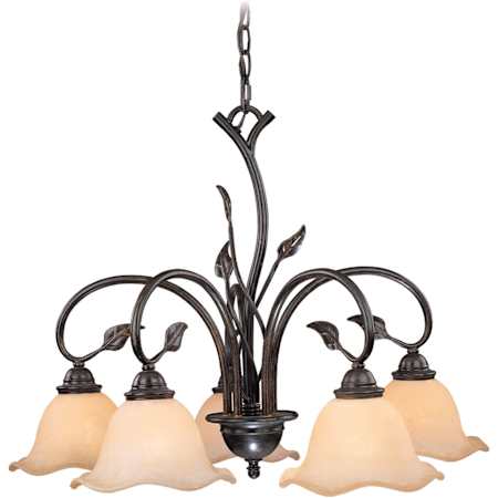 Vaxcel Lighting Vine 5 Light Single Tier Chandelier with Frosted Glass Shades - 25 Inches Wide Oil Shale