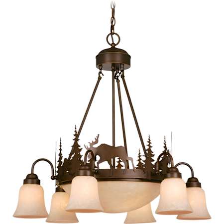Vaxcel Lighting Yellowstone 9 Light 28-1/2" Wide Chandelier with Moose Accents Burnished Bronze