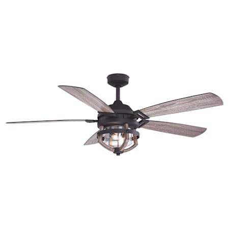 Vaxcel Lighting Barnes 54" 5 Blade LED Outdoor Ceiling Fan with Remote Control Matte Black and Rustic Oak