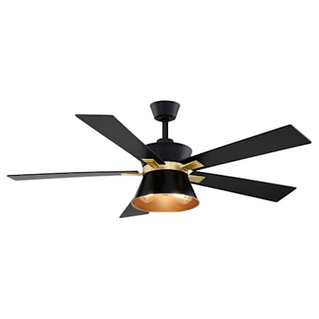 Vaxcel Lighting 52" 5 Blade Indoor LED Ceiling Fan Black and Gold