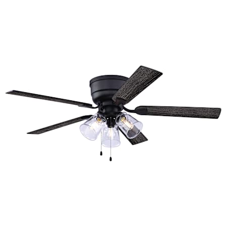 Vaxcel Lighting Cromwell 52" 5 Blade Indoor LED Ceiling Fan with Clear Glass Shades Matte Black