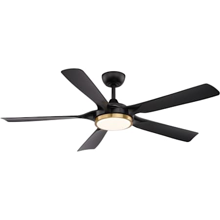 Vaxcel Lighting Cary 5 Blade Indoor LED Ceiling Fan Matte Black / Satin Brass