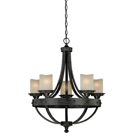 Vaxcel Lighting Halifax 5 Light Single Tier Chandelier with Glass Shades - 24.5 Inches Wide Black Walnut