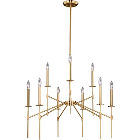 Vaxcel Lighting Kedzie 9 Light 32" Wide Chandelier Natural Brass