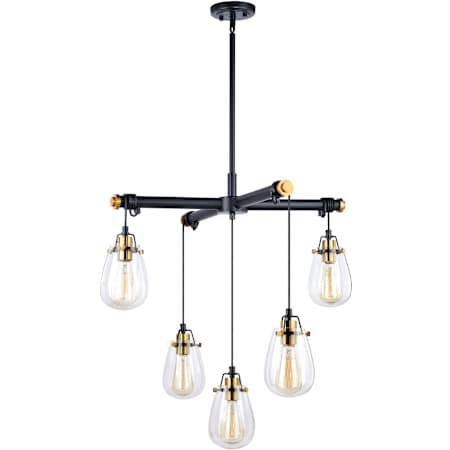 Vaxcel Lighting Kassidy 5 Light 26-1/2" Wide Chandelier Black and Natural Brass