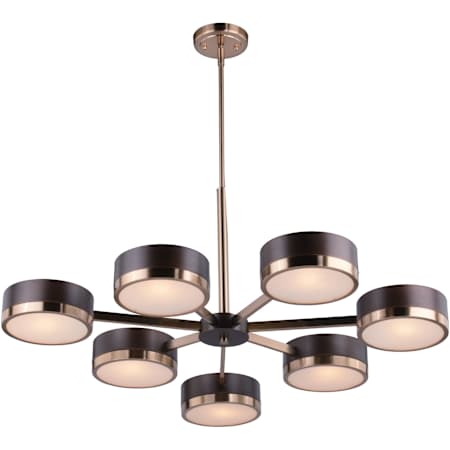 Vaxcel Lighting Madison 7 Light 36" Wide Chandelier with Glass Shades Architectural Bronze / Natural Brass