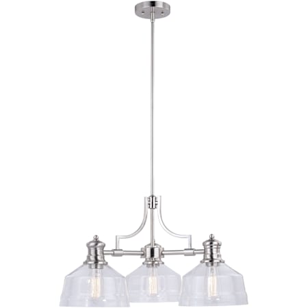 Vaxcel Lighting Beloit 3 Light 26" Wide Chandelier with Glass Shades Satin Nickel