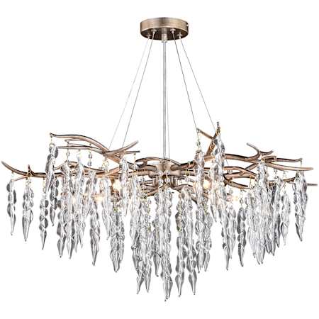 Vaxcel Lighting Rainier 5 Light 32" Wide Crystal Waterfall Chandelier Silver Mist