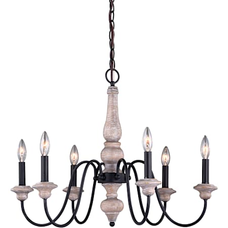 Vaxcel Lighting Georgetown 6 Light 26" Wide Taper Candle Style Chandelier with Wood Accents Vintage Ash / Oil Burnished Bronze