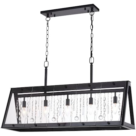 Vaxcel Lighting Tremont 5 Light 37" Wide Crystal Linear Chandelier Matte Black