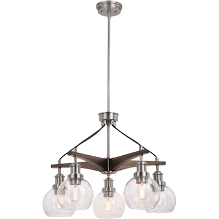 Vaxcel Lighting Avondale 5 Light 25" Wide Globe Chandelier Satin Nickel / Dark Sycamore
