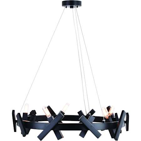 Vaxcel Lighting Wells 5 Light 28" Wide Ring Chandelier Matte Black