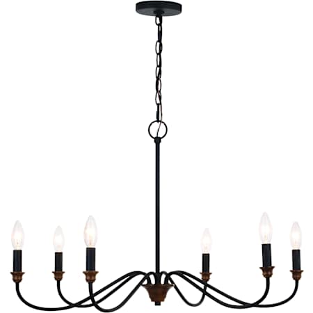 Vaxcel Lighting Annabelle 6 Light 30" Wide Taper Candle Chandelier Matte Black / Brushed Walnut