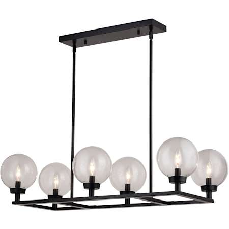 Vaxcel Lighting Lander 6 Light 35" Wide Linear Chandelier Matte Black