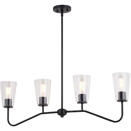 Vaxcel Lighting Beverly 4 Light 36" Wide Linear Chandelier Matte Black