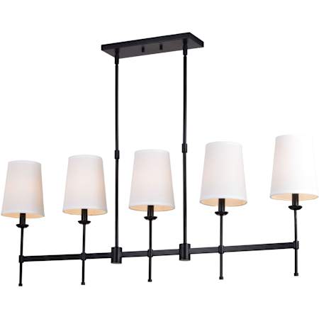 Vaxcel Lighting Camden 5 Light 46" Wide Linear Chandelier Matte Black