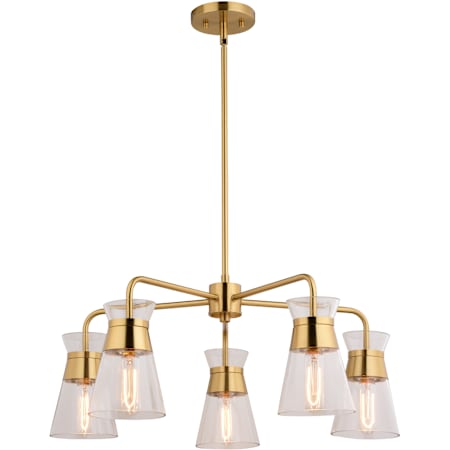 Vaxcel Lighting Harper 5 Light 27" Wide Antler Lantern Chandelier Natural Brass