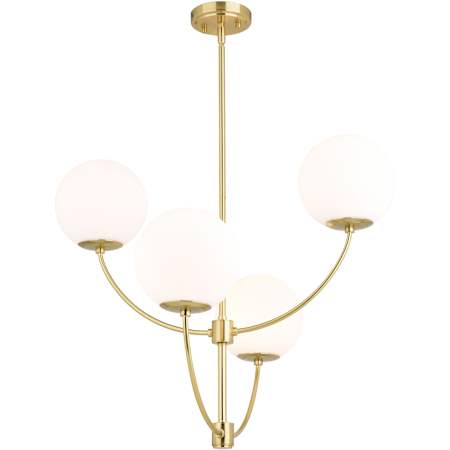 Vaxcel Lighting Avers 4 Light 26" Wide Chandelier with Frosted Glass Shades Natural Brass