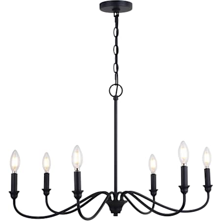 Vaxcel Lighting 6 Light 30" Wide Candle Style Chandelier Matte Black
