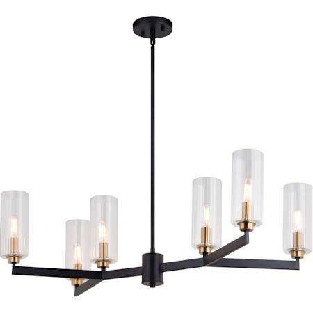 Vaxcel Lighting 6 Light 32" Wide Chandelier Matte Black and Autumn Brass
