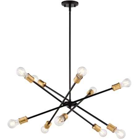 Vaxcel Lighting 10 Light 35" Wide Sputnik Chandelier Antique Gold and Matte Black