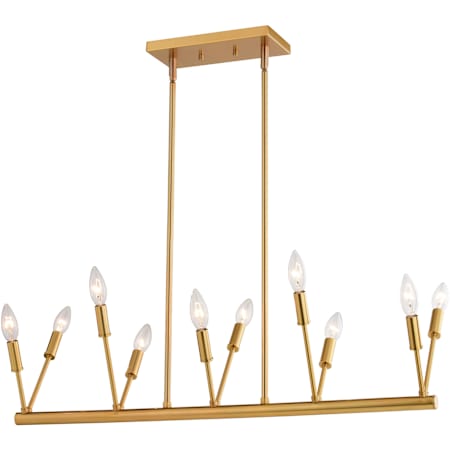 Vaxcel Lighting Warwick 10 Light 33" Wide Taper Candle Linear Chandelier Natural Brass