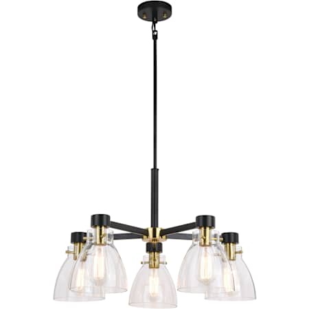 Vaxcel Lighting Elgin 5 Light 27" Wide Chandelier Black and Gold