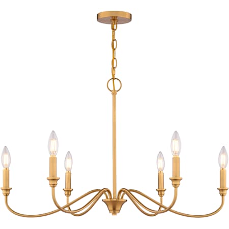 Vaxcel Lighting Annabelle 6 Light 30" Wide LED Taper Candle Style Chandelier Muted Brass