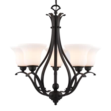 Vaxcel Lighting Monrovia 5 Light 26" Wide Chandelier with Etched Glass Shades Oil Rubbed Bronze