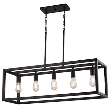 Vaxcel Lighting Pratt 5 Light 34" Wide LED Linear Chandelier Matte Black