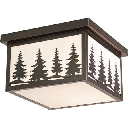 Vaxcel Lighting Yosemite 2 Light Flush Mount Outdoor Ceiling Fixture with White Frosted Glass Shade - 11.5 Inches Wide Burnished Bronze