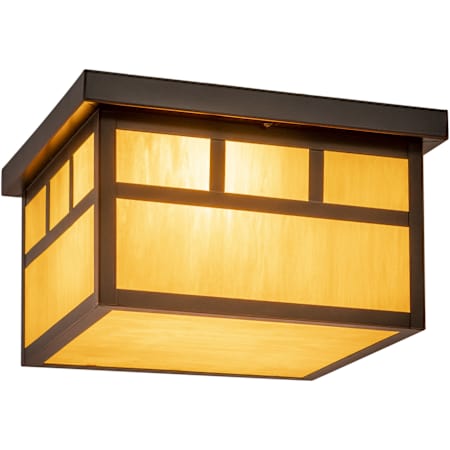 Vaxcel Lighting Mission 2 Light Flush Mount Outdoor Ceiling Fixture with Cream Frosted Glass Shade - 11.5 Inches Wide Burnished Bronze