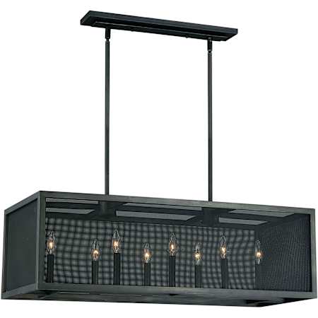 Vaxcel Lighting Wicker Park 8 Light 38" Wide Linear Chandelier Warm Pewter