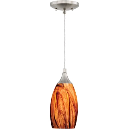 Vaxcel Lighting Milano 1 Light Mini Pendant with Multi-Colored Glass Shade Satin Nickel