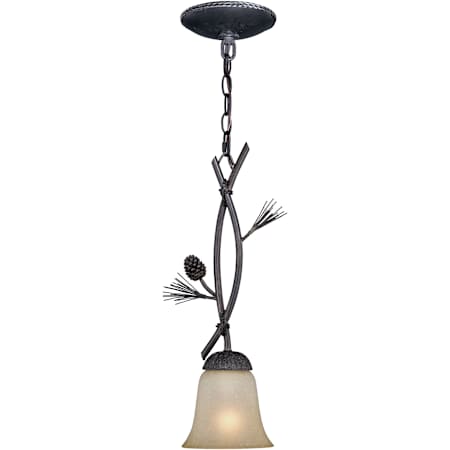 Vaxcel Lighting Sierra 6" Wide Single Light Mini Pendant with Scavo Glass and Pine Elements Black Walnut